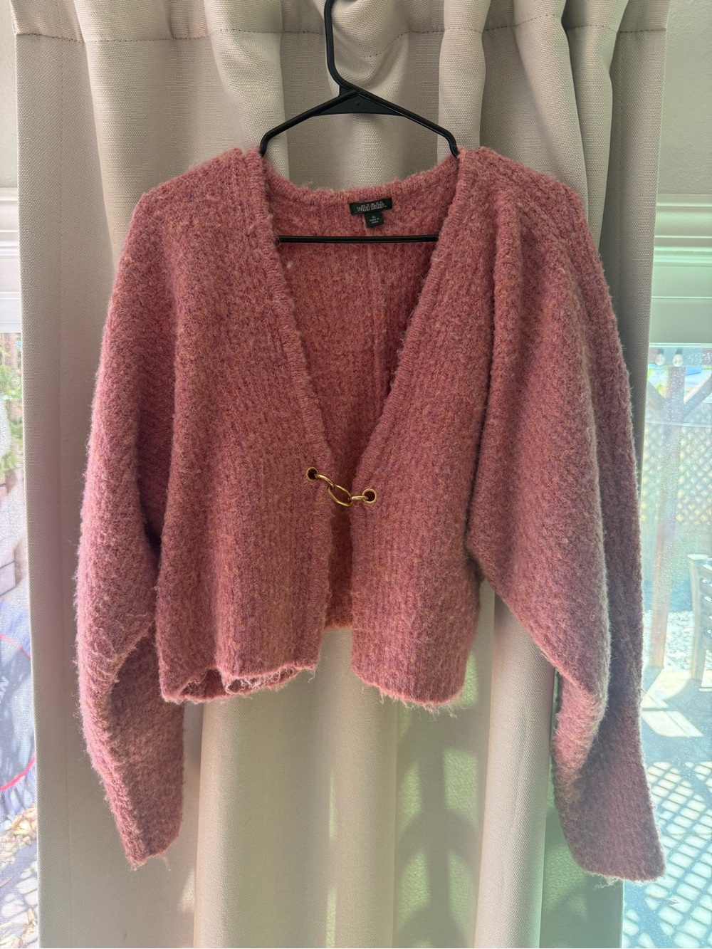 wild fable Dusty Pink Textured Knit Cardigan with Gold Toggle